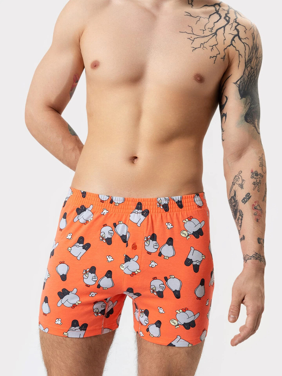 Мужские трусы-шорты в оранжевом цвете с принтом Mark Formelle