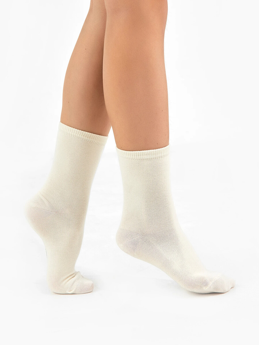 Высокие детские однотонные носки кремового цвета носки детские эра горошки 40