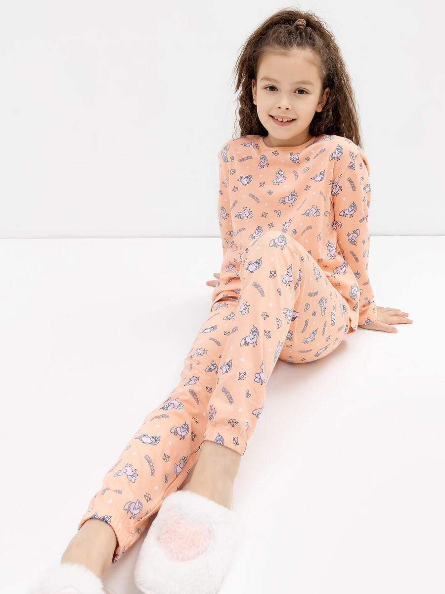 Пижама для девочек (лонгслив, брюки) пижама трикотажная для девочек