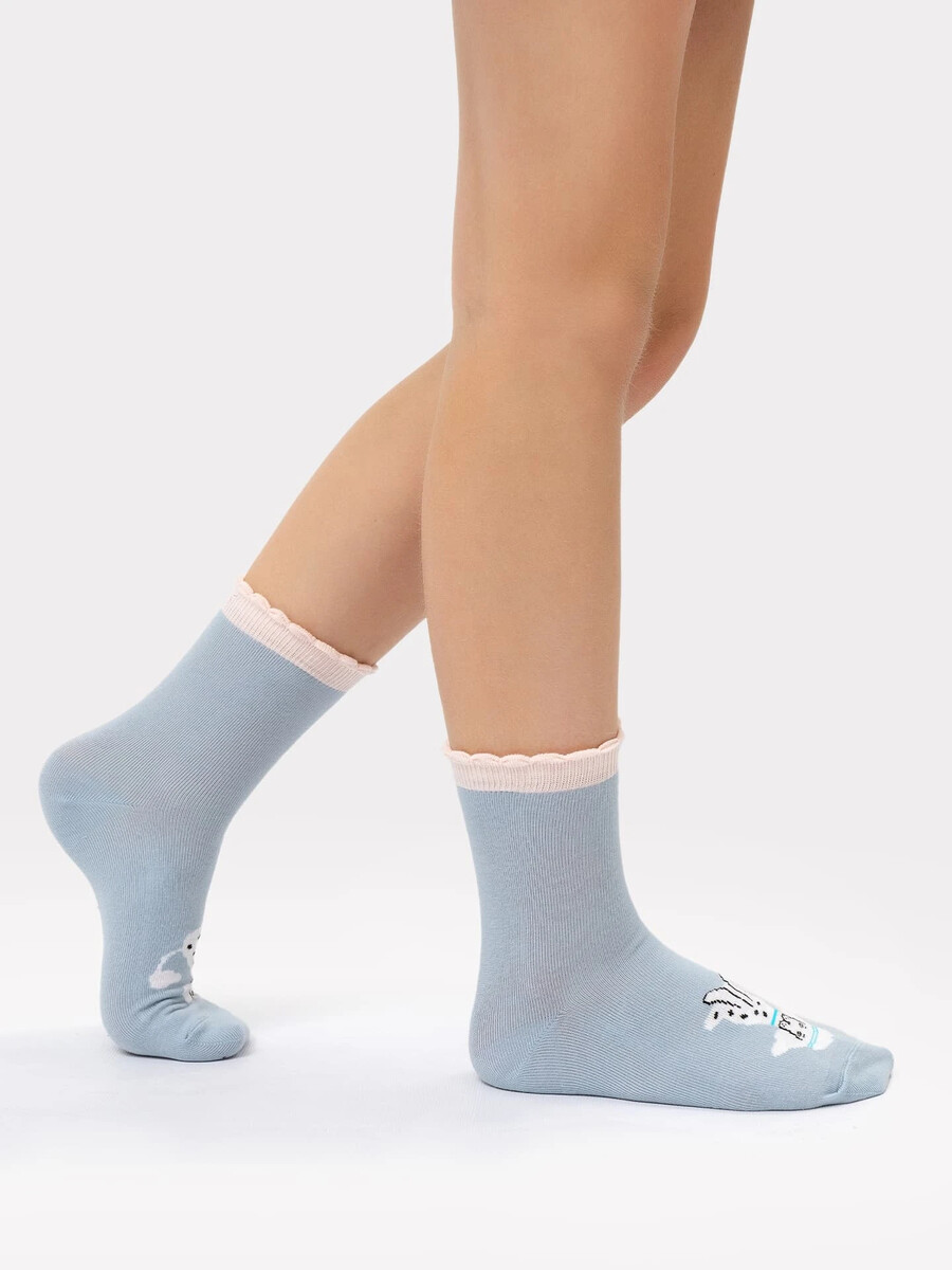 Высокие детские носки серо-голубого цвета с рисунком в виде пуделя высокие мужские носки коричневого а с надписями