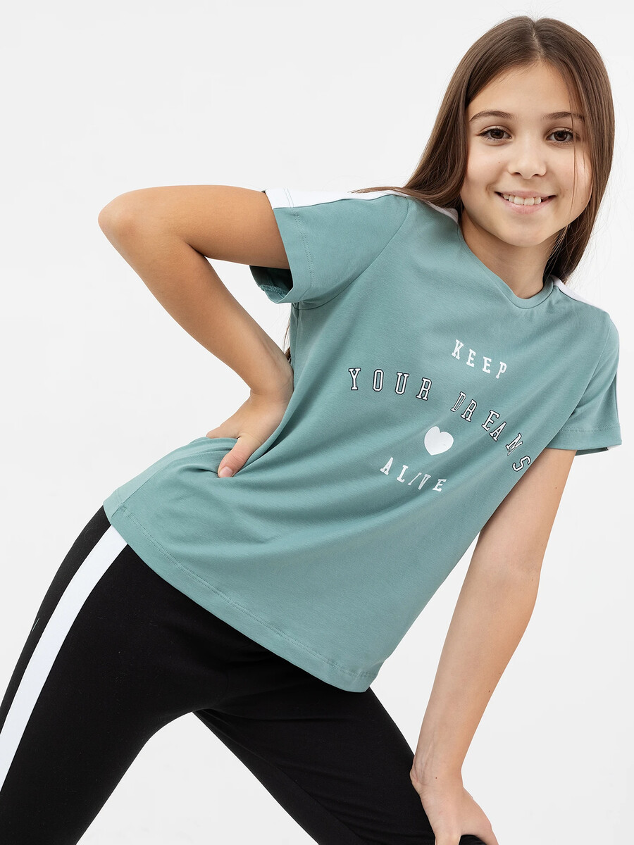 Комплект для девочек (серо-мятный джемпер и черные легинсы) комплект футболка с рукавами крылышками и леггинсы moschino