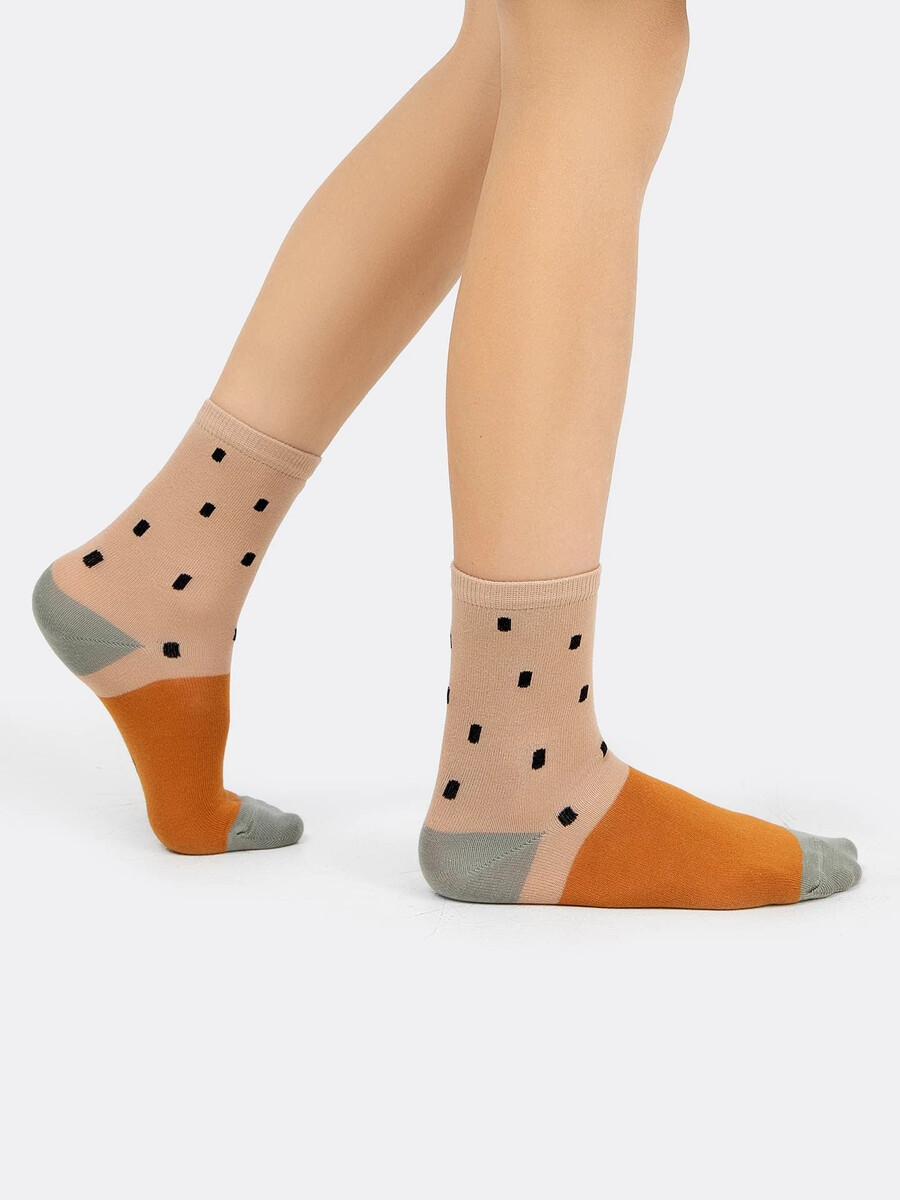Детские высокие носки в трехцветном дизайне с черточками носки детские хлопок махра clever р 16 с 900