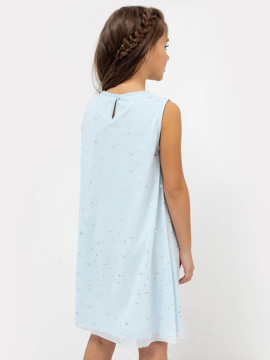 фото Нарядное многослойное платье нежно-голубого цвета в звездочку для девочек mark formelle