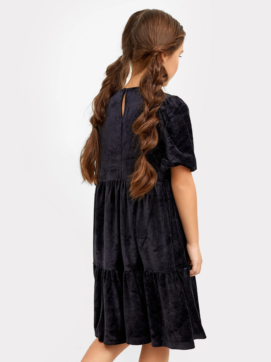 фото Нарядное велюровое платье черного цвета для девочек mark formelle