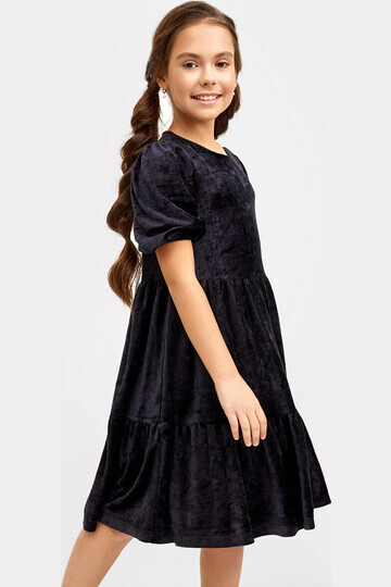 Нарядное велюровое платье черного цвета 