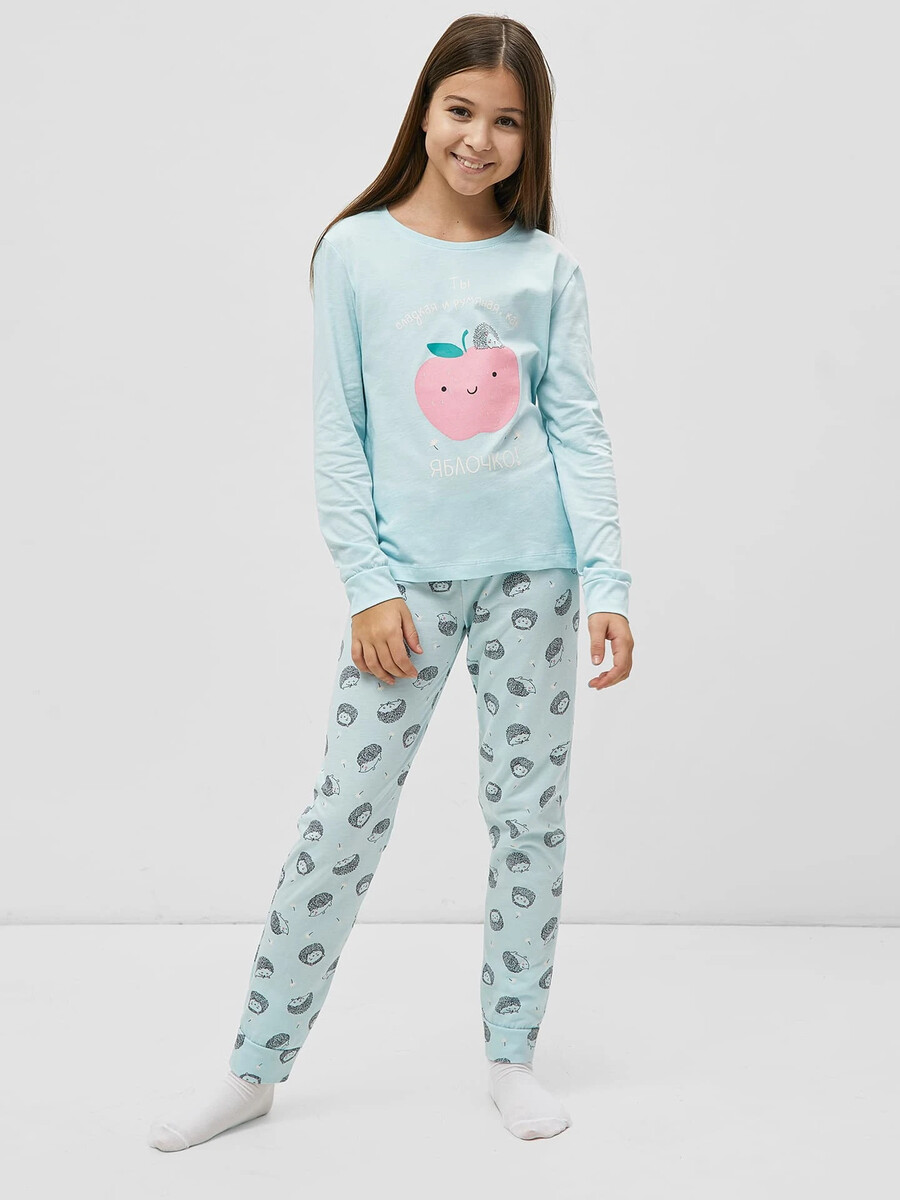 фото Хлопковая пижама для девочек (лонглсив и брюки) mark formelle