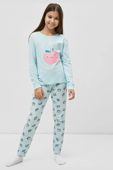 Хлопковая пижама для девочек (лонглсив и