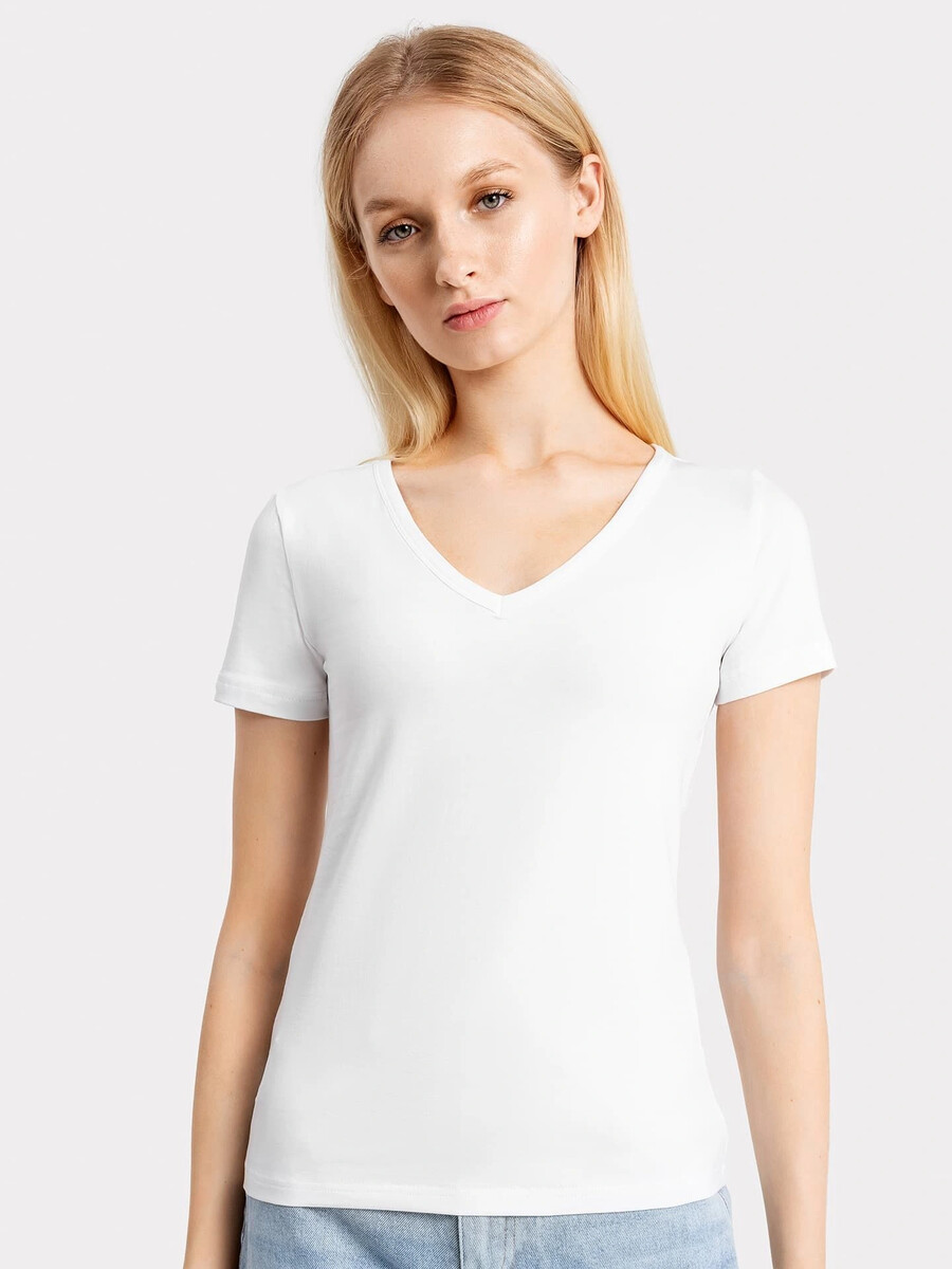 Хлопковая облегающая футболка Mark Formelle, цвет белый 07626959 - фото 1