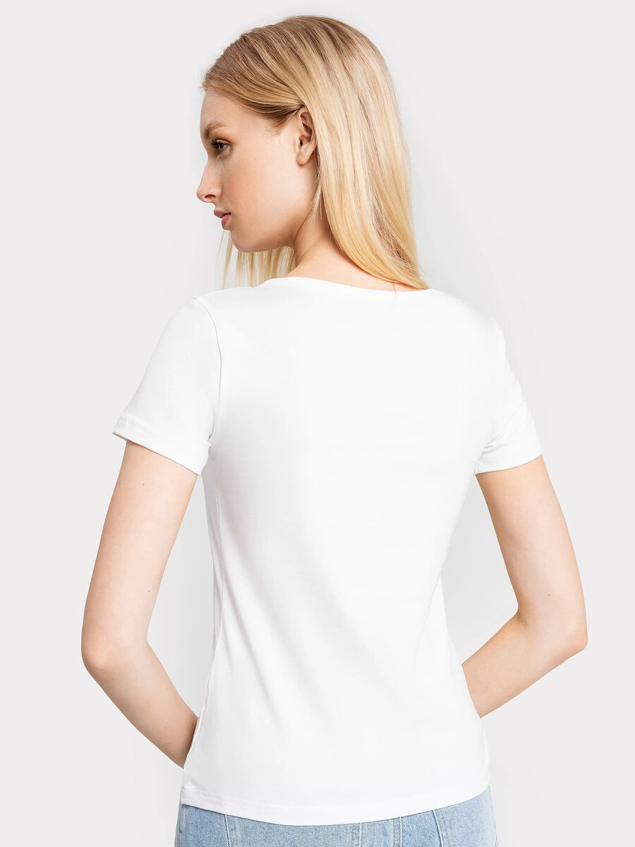 Хлопковая облегающая футболка Mark Formelle, цвет белый 07626959 - фото 3