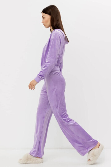 Свободные велюровые брюки фиолетового цв