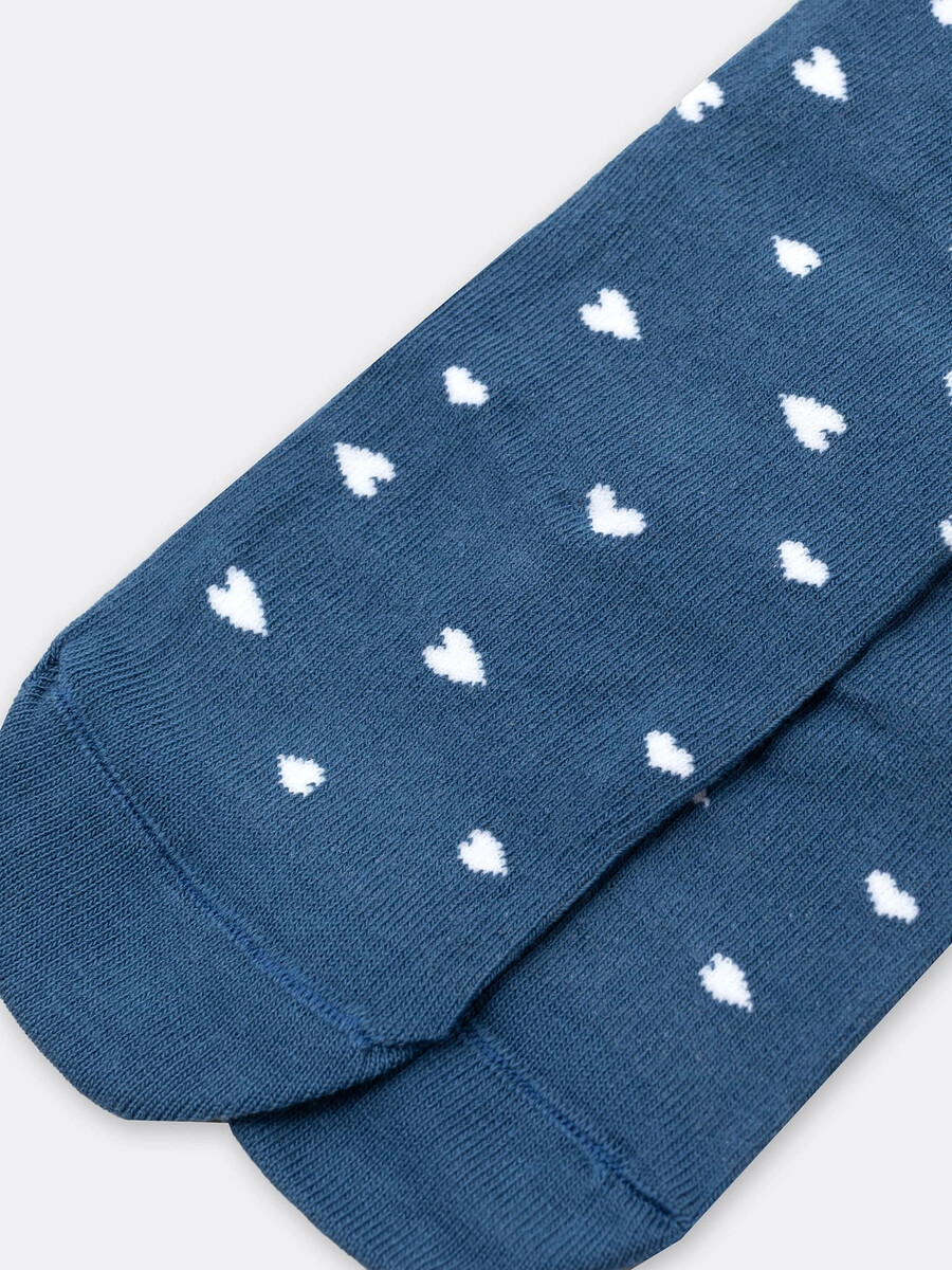 фото Высокие детские носки джинсового цвета в белое сердечко mark formelle