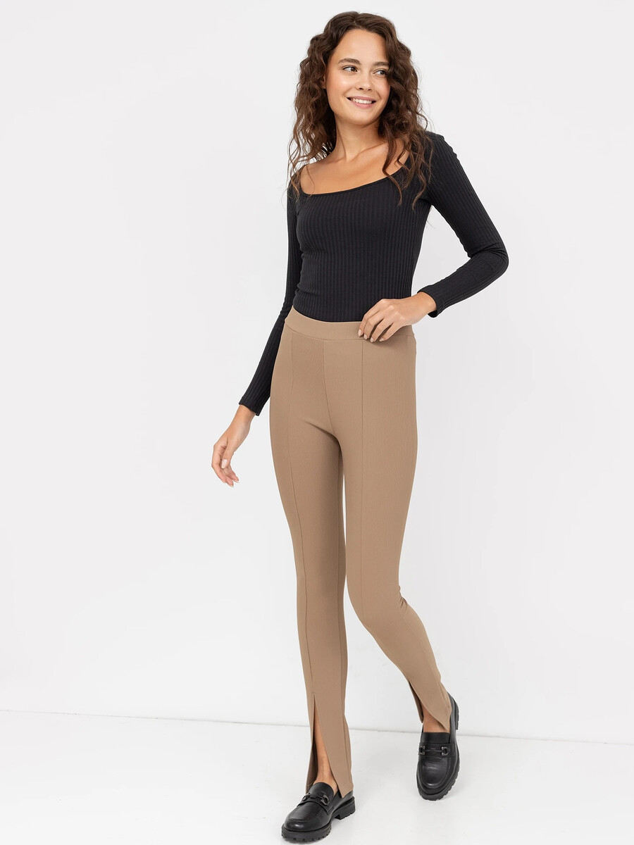 Облегающие женские брюки с разрезами в кофейном оттенке Mark Formelle, цвет кофейный 07627383 - фото 1