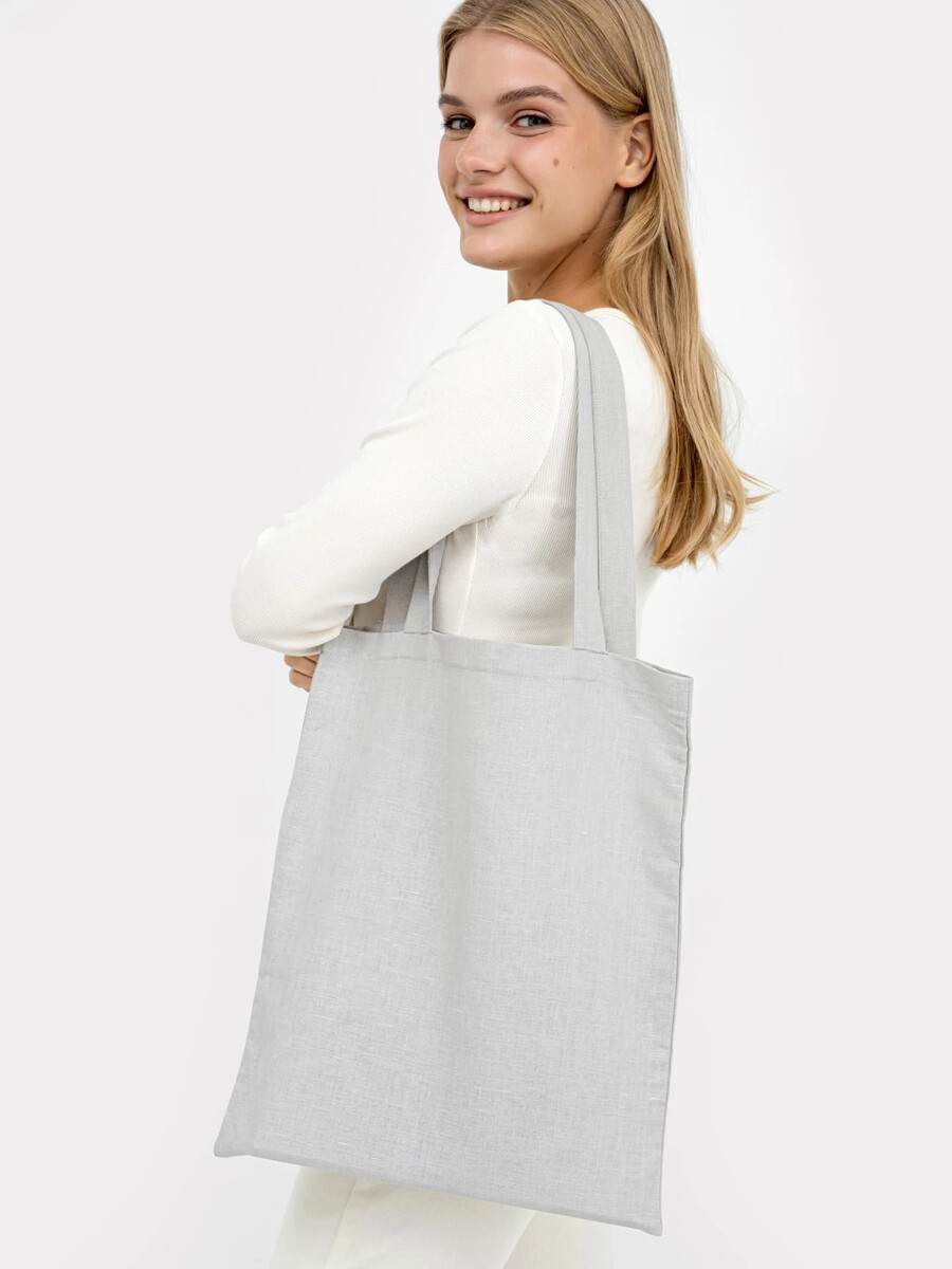 Однотонная текстильная сумка-шопер в светло-сером оттенке сумка шопер на молнии серый