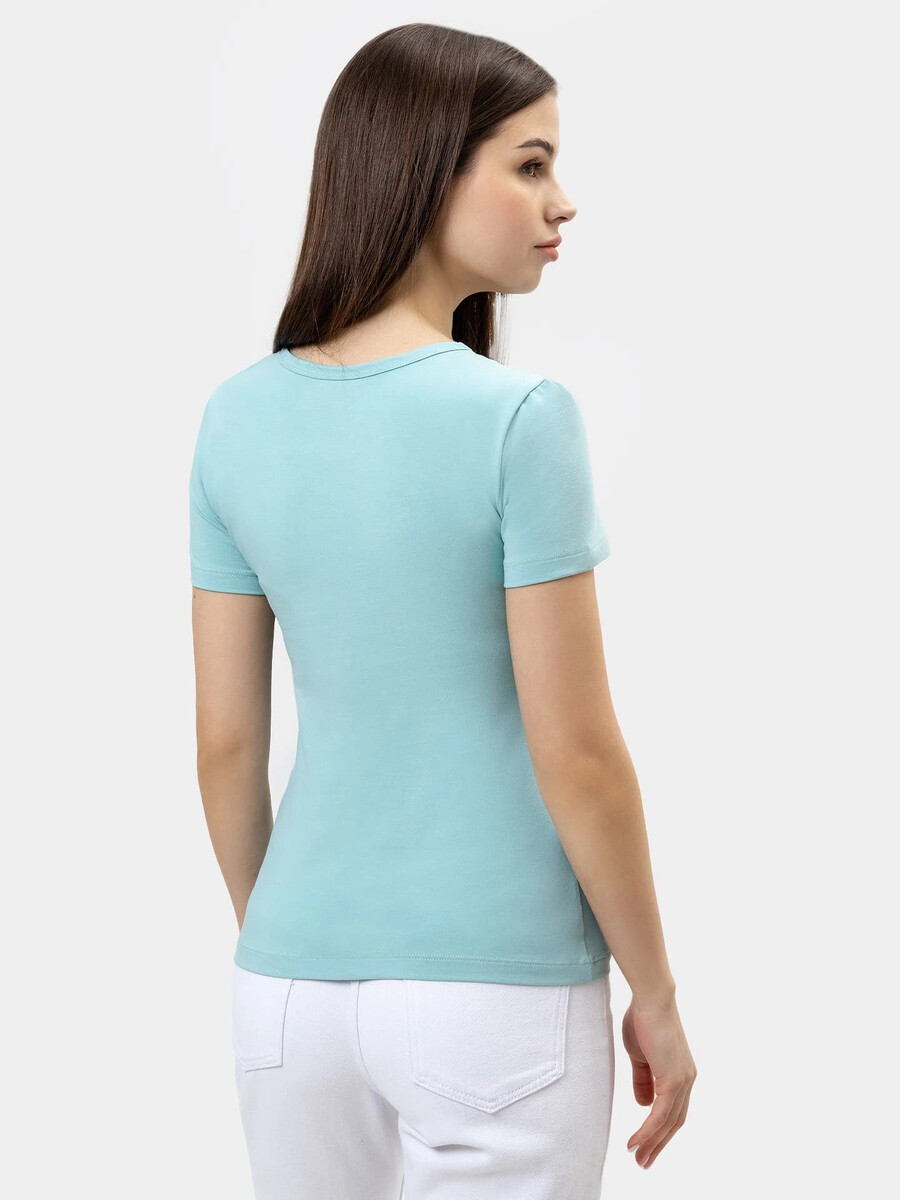 Однотонная базовая женская футболка в мятном цвете Mark Formelle 07627491 - фото 3