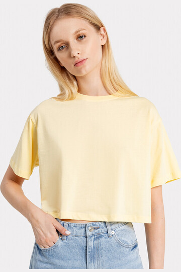Укороченная футболка оверсайз желтого цв