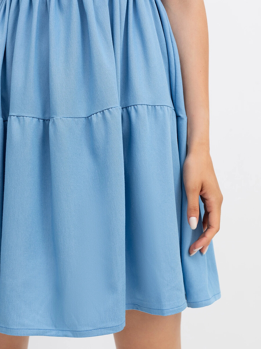фото Платье из вискозы с v-образным вырезом в джинсовом оттенке mark formelle