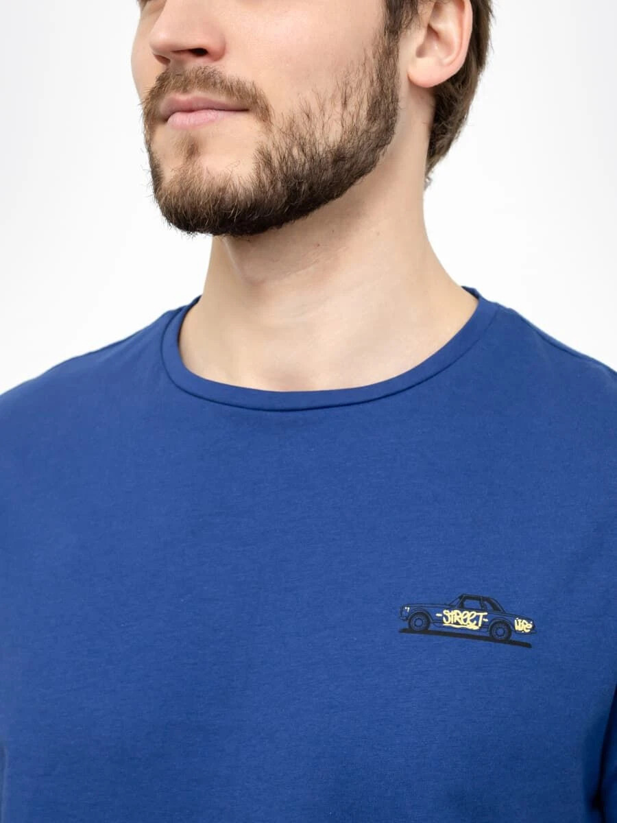 Хлопковая мужская футболка Mark Formelle, цвет синий 07627986 - фото 4