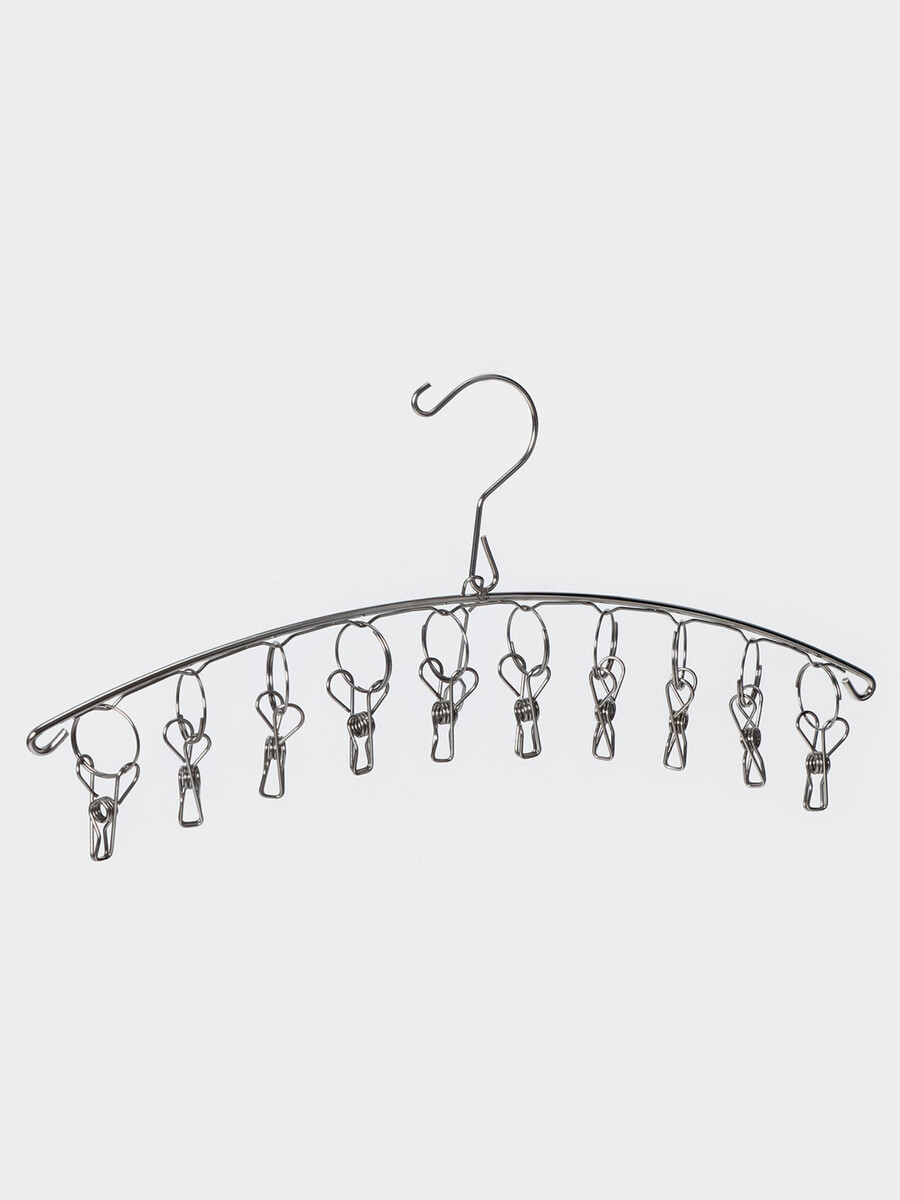 

Сушилка для белья подвесная доляна, 10 прищепок, 40×1×15 см, металл, цвет серебряный, Серебристый;хромированный