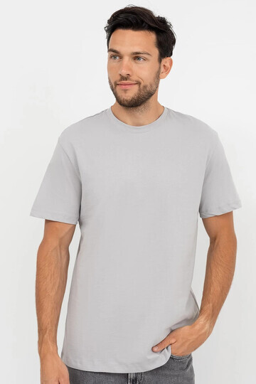 Свободная однотонная футболка в сером цв