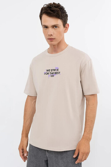 Хлопковая футболка кофейного цвета с лак