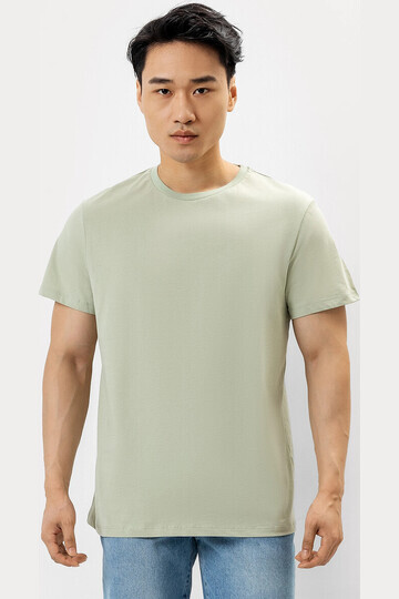 Хлопковая прямая футболка в пыльно-зелен