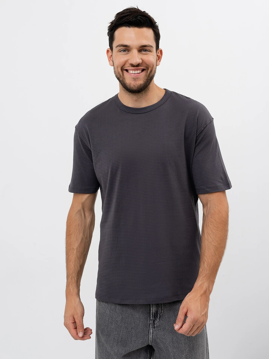 Хлопковая однотонная футболка в темно-сером цвете Mark Formelle 07634165 - фото 1