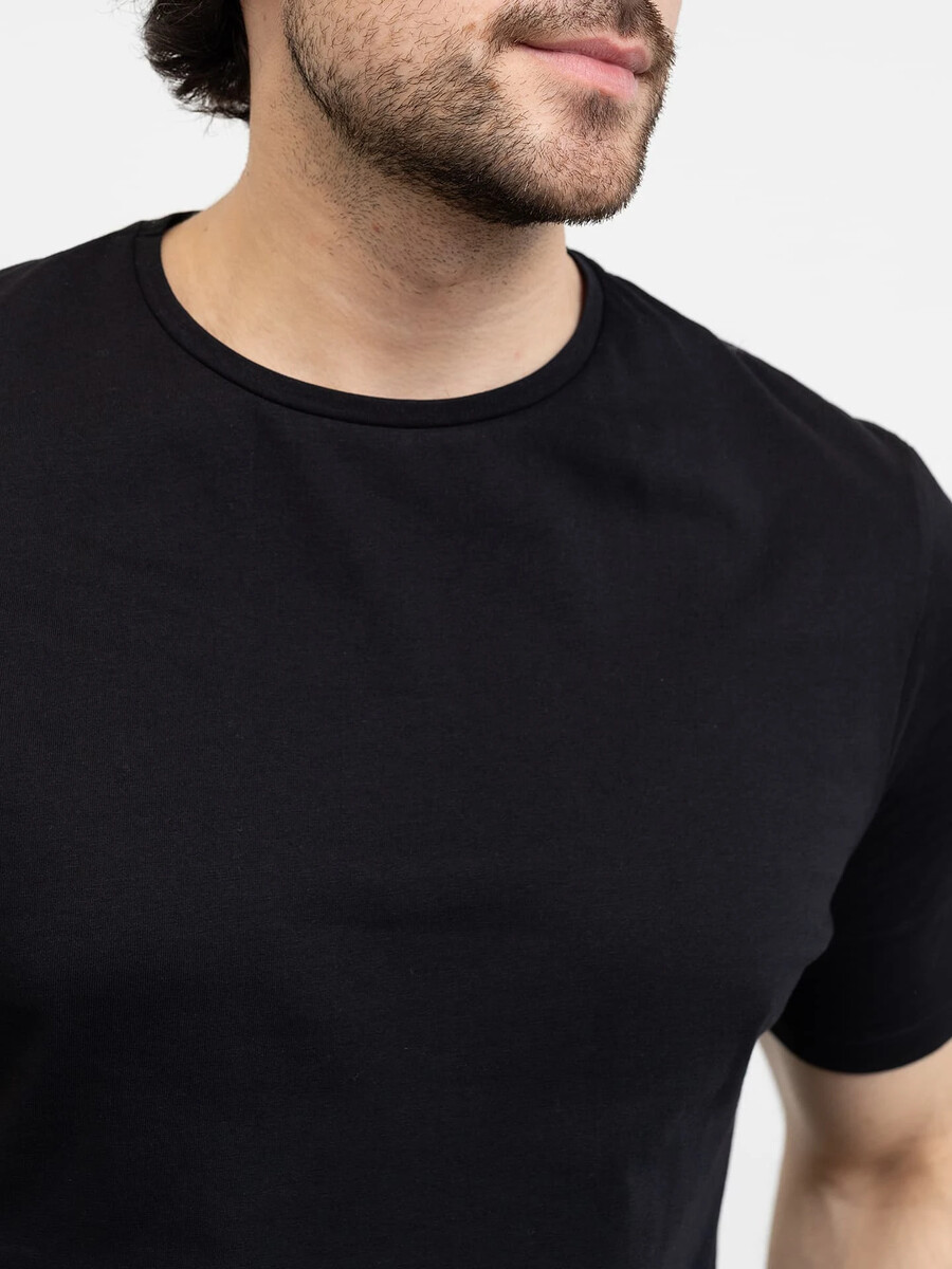 Хлопковая однотонная футболка Mark Formelle, цвет черный 07634170 - фото 3