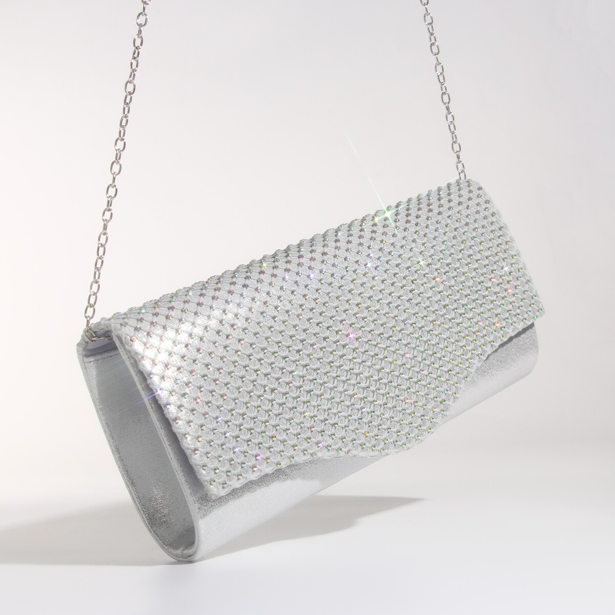 Сумка-клатч на магните, цвет серебряный сумка клатч на магните серебряный