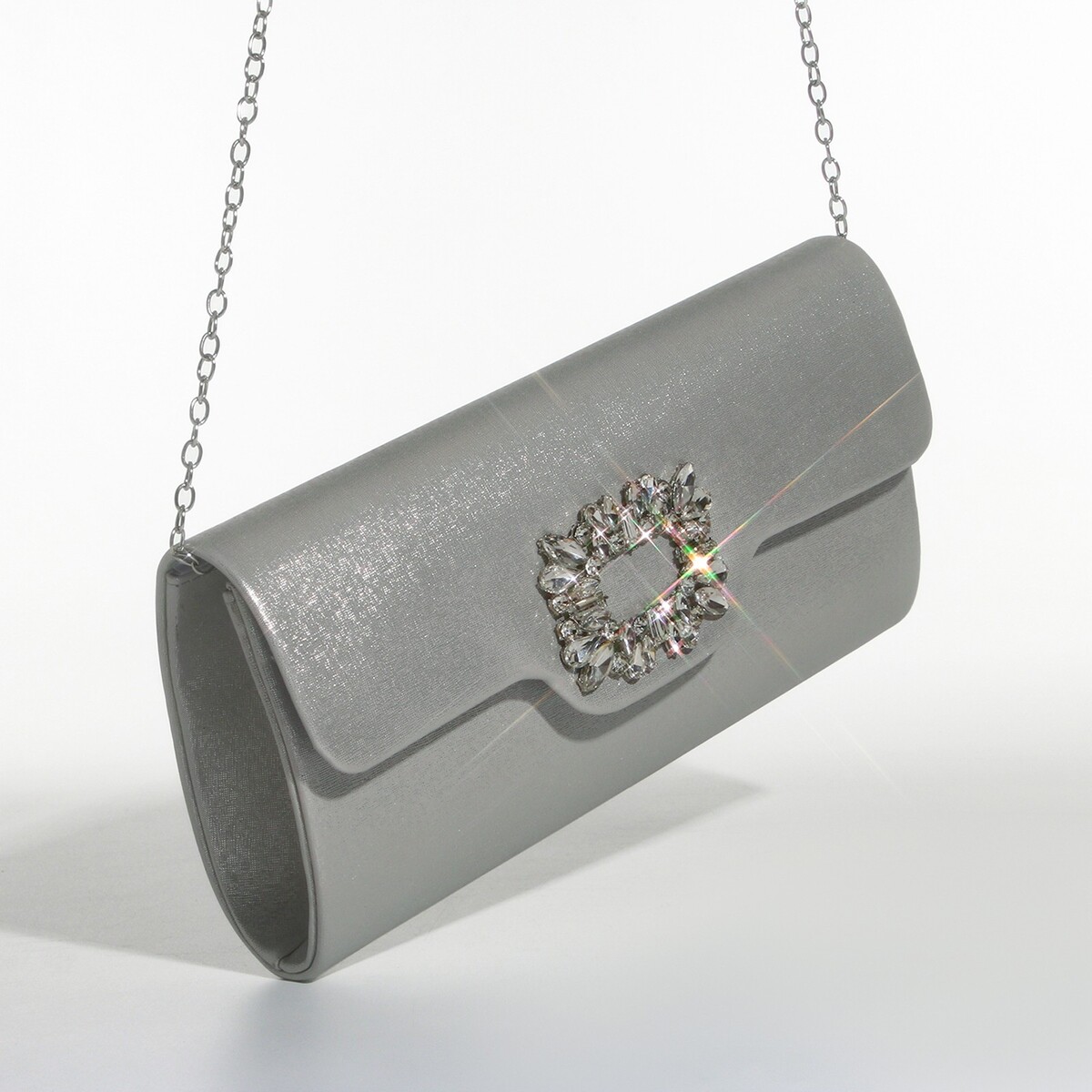 Сумка-клатч на магните, цвет серебряный сумка клатч на магните серебряный