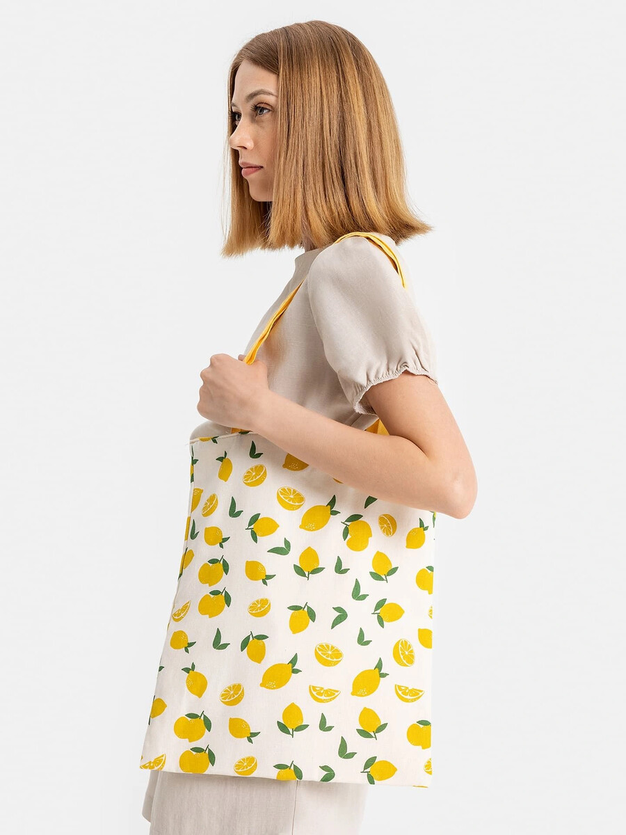 Сумка-шоппер в желтом оттенке с принтом лимонов сумка шоппер в зеленом оттенке с принтом авокадо
