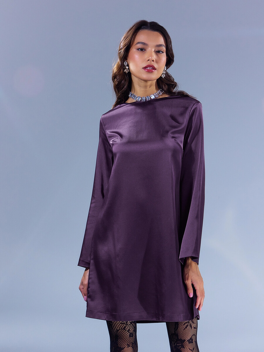 

Платье женское мини в сливово-фиолетовом оттенке, Фиолетовый;слива