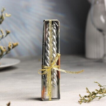 Набор свечей витых, 1.5×15 см, 2 шт. сер