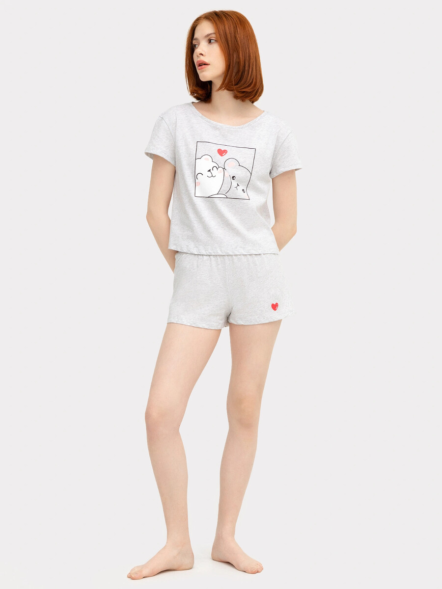 Комплект женский (футболка, шорты) Mark Formelle, цвет серый 07733971 - фото 3