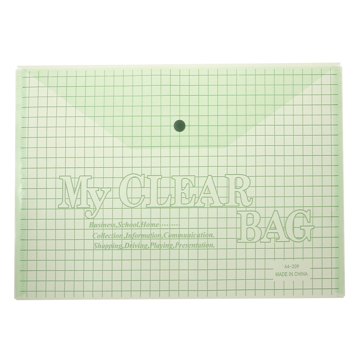Набор папок-конвертов на кнопке а4, 180 мкр, 12 штук, клетка тонированная зеленая