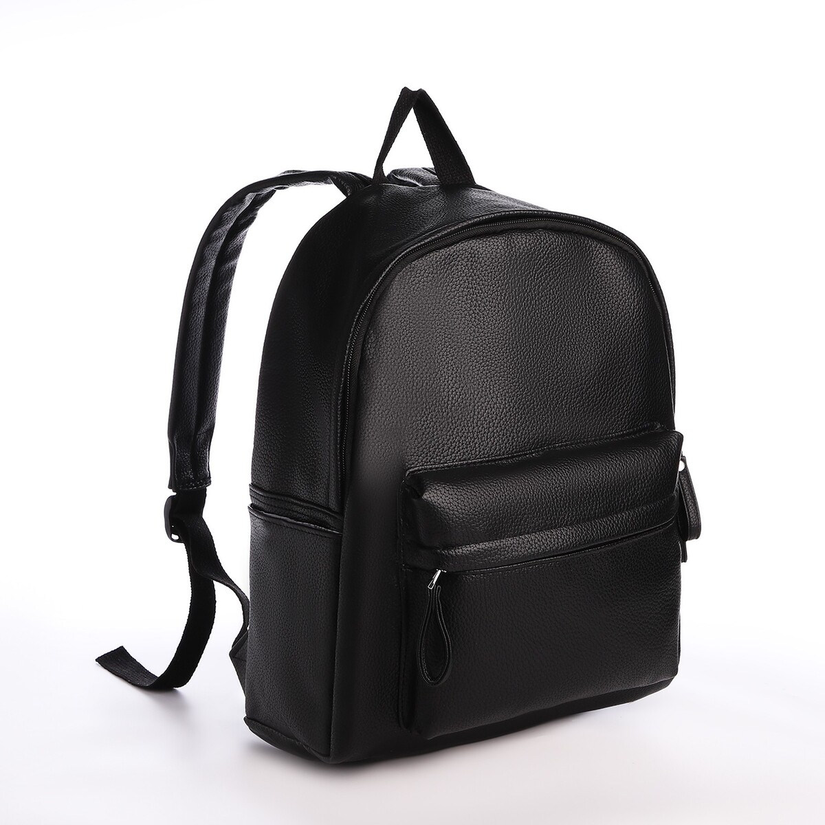 Рюкзак молодежный из искусственной кожи на молнии, 4 кармана, цвет черный No brand