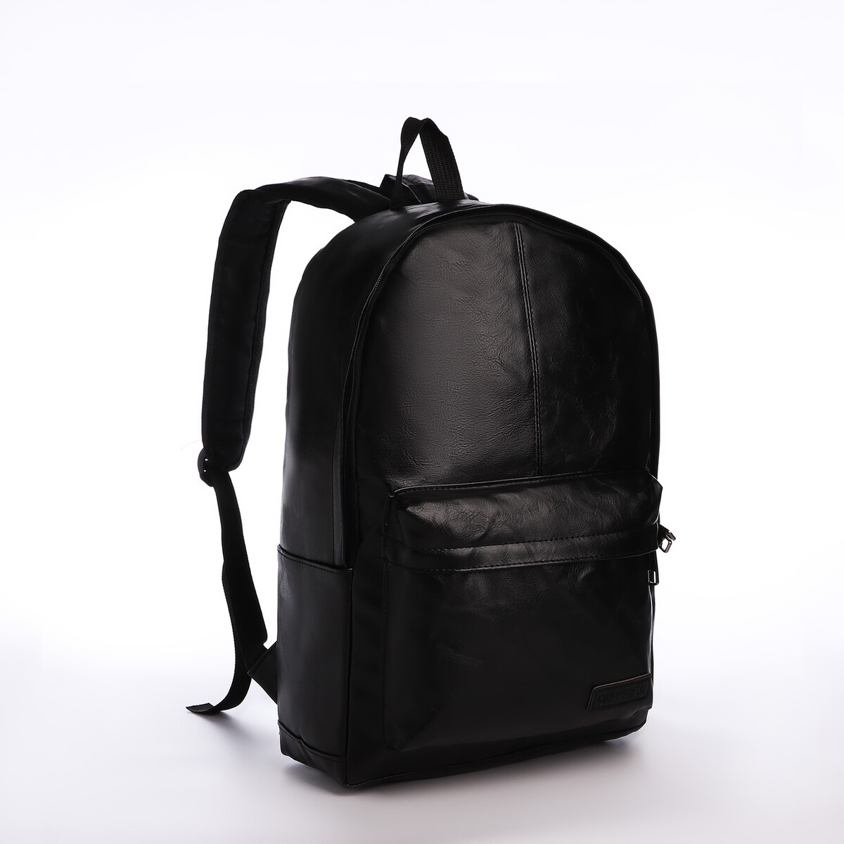 Рюкзак городской из искусственной кожи на молнии, 3 кармана, цвет черный No brand