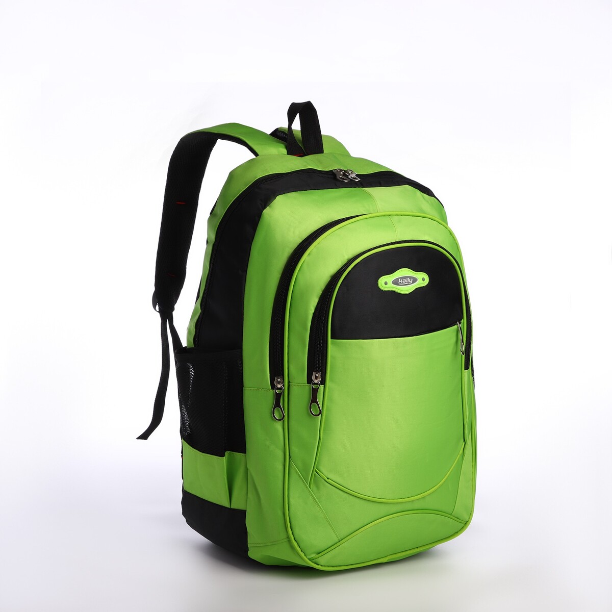 Рюкзак школьный из текстиля на молнии, 4 кармана, цвет зеленый