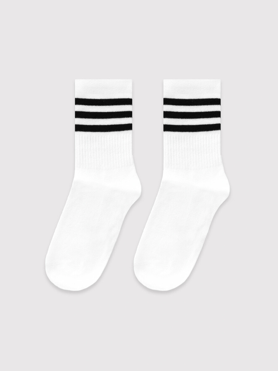 фото Носки унисекс белые с рисунком в виде 3-х полосок mark formelle