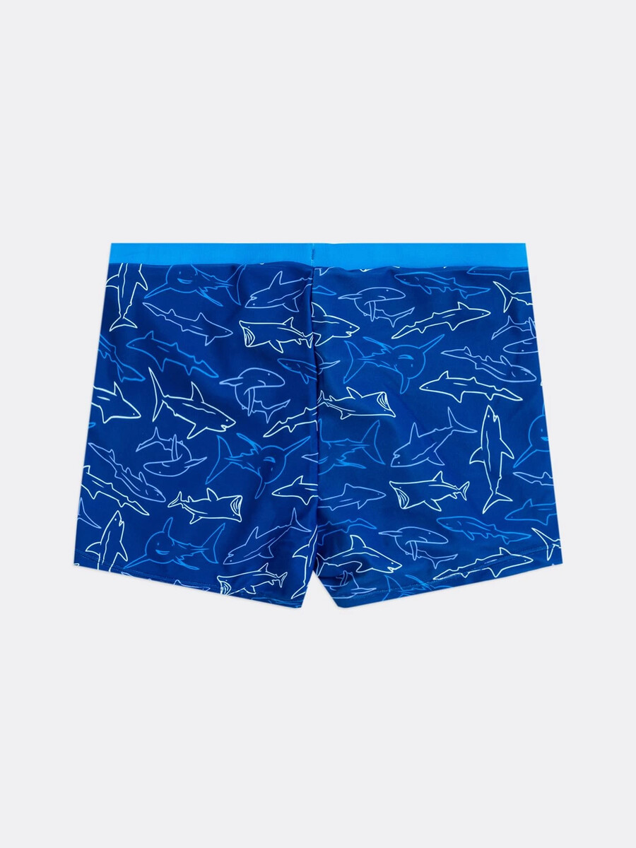 фото Плавки-боксеры для мальчиков синие с акулами mark formelle