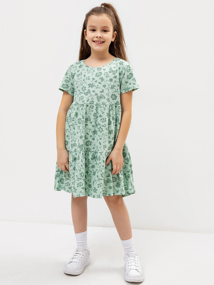 Платье для девочек зеленое с цветочным принтом Mark Formelle