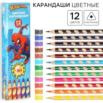 Цветные карандаши, 12 цветов, трехгранны