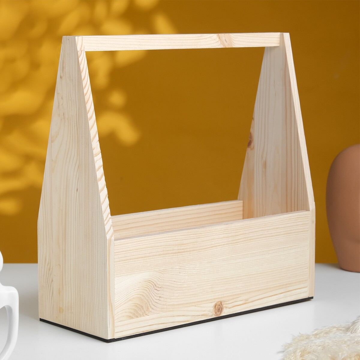 

Кашпо деревянное 30×12×30 см, Бежевый
