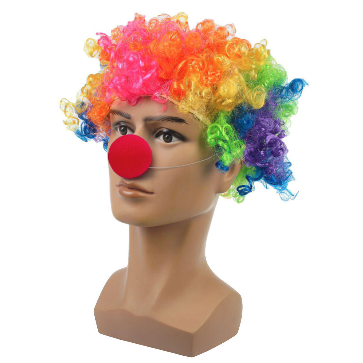 Набор клоуна: парик объемный цветной, носик