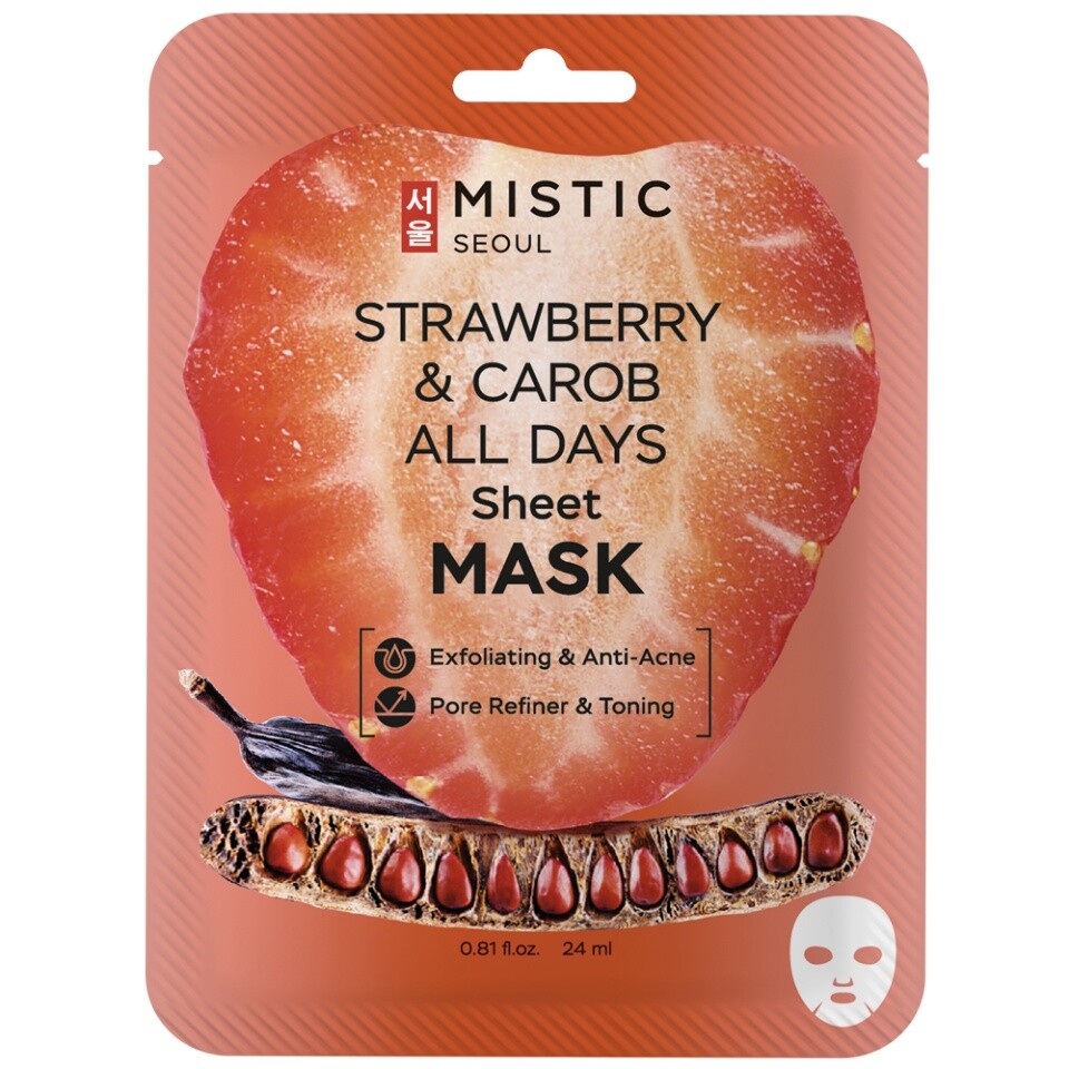 Тканевая маска для лица с экстрактами клубники и кэроба 24мл