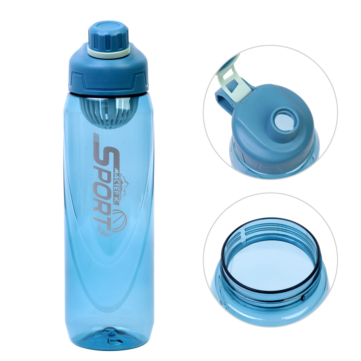 Бутылка для воды sport, 1 л, голубая бутылка тритановая арт 720 1000 1000 мл голубая матовая с ситечком голубой