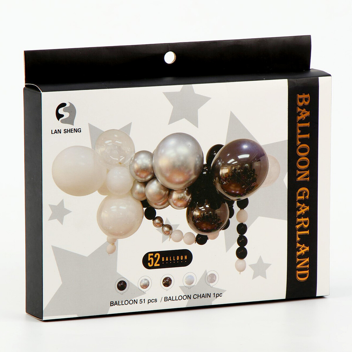Набор для создания композиций из воздушных шаров, набор 52 шт., белый, серебро, черный набор для создания открытки из фетра