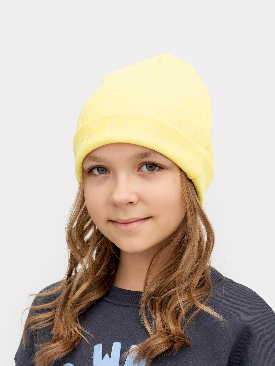 Шапка детская в желтом цвете повязка на голову детская трикотажная для девочки