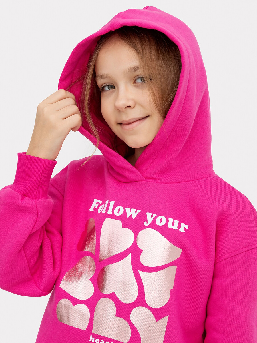 фото Худи для девочек в розовом цвете с печатью mark formelle