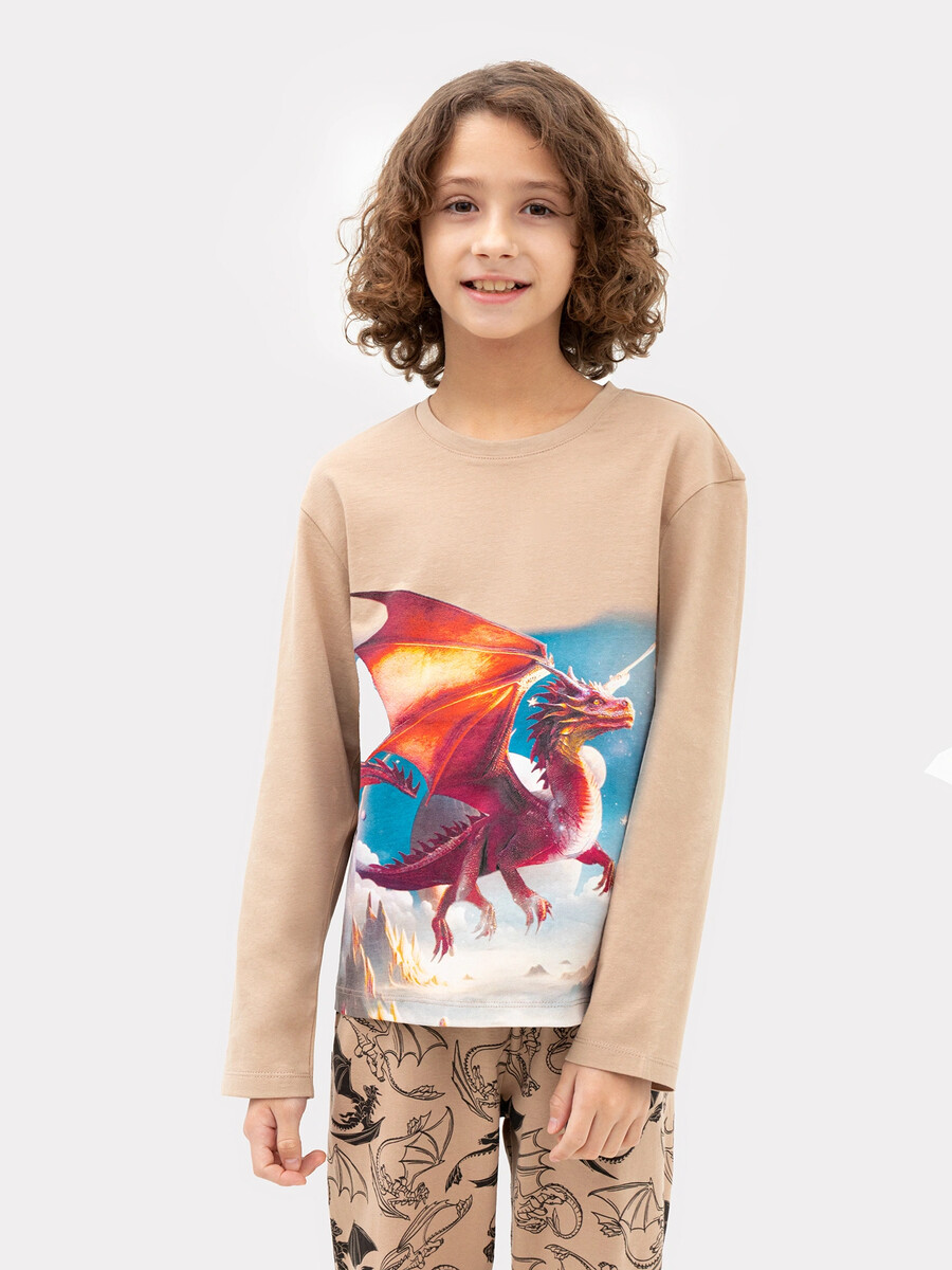 Комплект для мальчиков (джемпер, брюки) Mark Formelle, цвет бежевый +драконы на бежевом 08169060 - фото 3