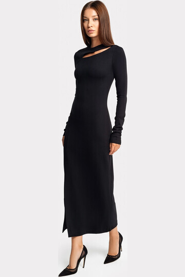 Платье женское макси из вискозы в черном